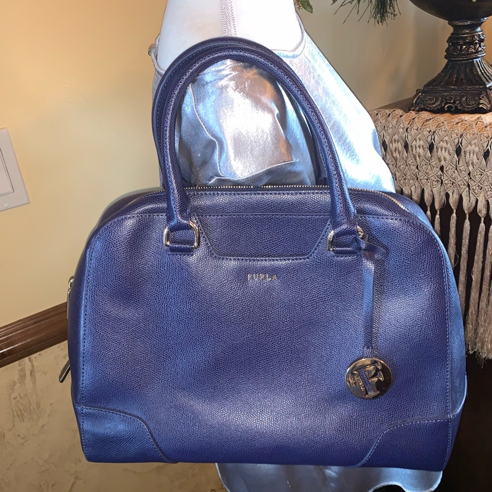 Furla Navy Handbag  - Navy, Gold hardware